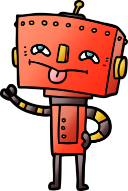 Bir insan tarafından çizilmiş çizgi film robotu