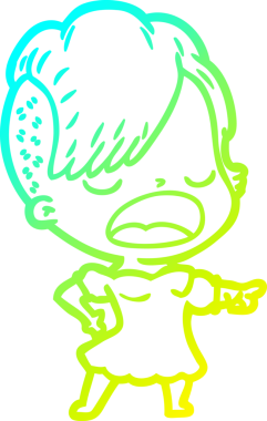 Bir insan tarafından çizilmiş havalı bir hippi kızın soğuk gradyan çizimi.