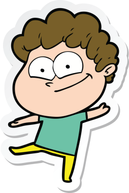 Bir insan tarafından çizilmiş mutlu bir adamın çıkartması.