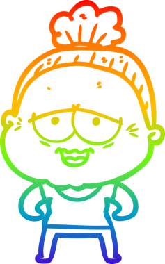 Gökkuşağı gradyan çizgi çizimi Bir insan tarafından çizilmiş mutlu yaşlı kadın