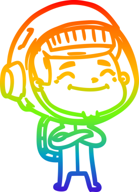 gökkuşağı gradyan çizimi mutlu bir çizgi astronot çizimi bir insan tarafından çizildi