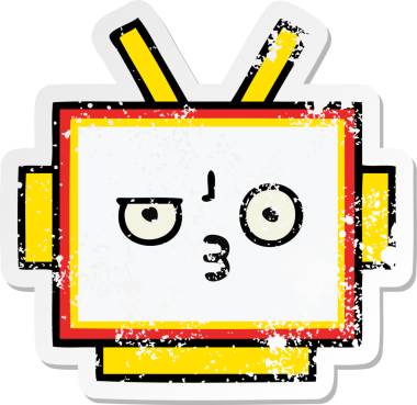 Bir insan tarafından çizilmiş sevimli robot kafasının sıkıntılı çıkartması.