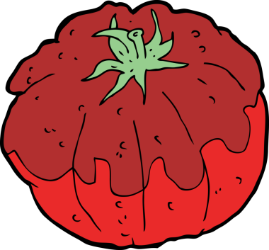 Bir insan tarafından çizilmiş domates çizgi filmi.