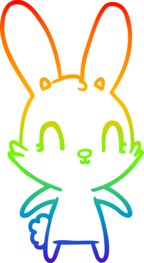 Gökkuşağı gradyan çizgisi. Bir insan tarafından çizilmiş şirin bir tavşan çizimi.