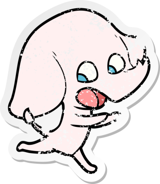 Bir insan tarafından çizilmiş şirin bir filin sıkıntılı çıkartması