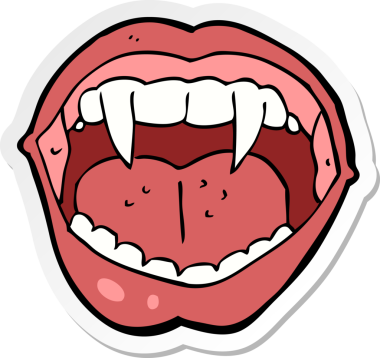 Bir insan tarafından çizilmiş vampir ağzının çıkartması.