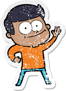 Bir insan tarafından çizilmiş mutlu bir adamın sıkıntılı çıkartması.