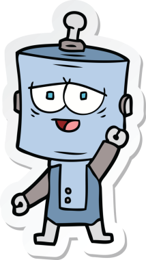 Bir insan tarafından çizilmiş robot karikatür çıkartması.