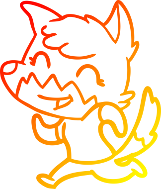 Bir insan tarafından çizilmiş mutlu bir tilkinin sıcak çizgi çizimi