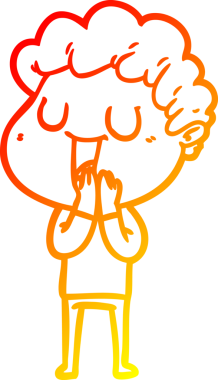 Bir insan tarafından çizilmiş gülen bir çizgi film karakterinin sıcak çizgi çizimi.