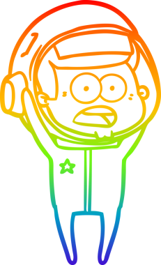 gökkuşağı gradyan çizgi çizimi bir insan tarafından çizilmiş astronot şaşırttı