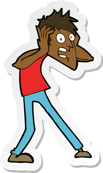 Bir insan tarafından çizilen panikleyen bir karikatürcünün çıkartması.