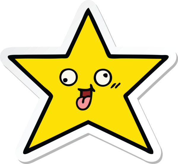 Bir insan tarafından çizilmiş şirin bir çizgi film yıldızının çıkartması.