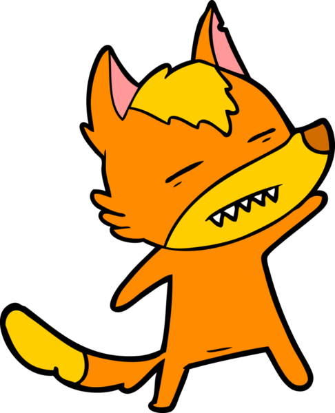 Bir insan tarafından çizilmiş tilki çizgi film karakteri