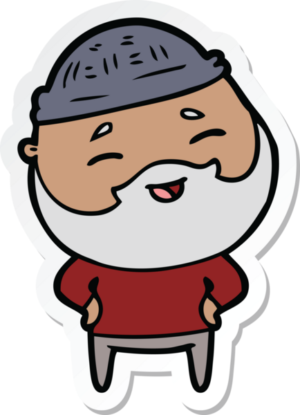 Bir insan tarafından çizilmiş mutlu sakallı bir adamın çıkartması.