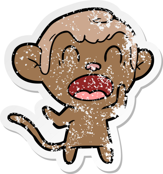 Bir insan tarafından çizilmiş bağıran çizgi film maymunu çıkartması.