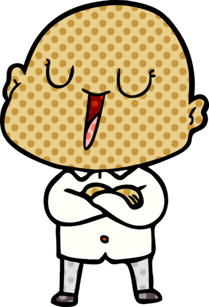 Bir insan tarafından çizilmiş mutlu, kel adam.