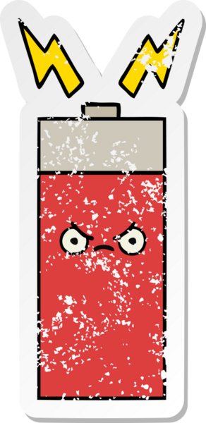 Bir insan tarafından çizilmiş şirin bir karikatür bataryasının sıkıntılı çıkartması.