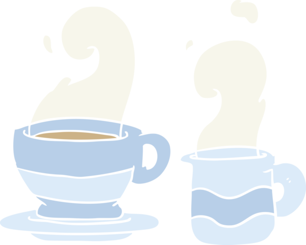 Bir insan tarafından çizilmiş düz renkli bir kahve fincanı.