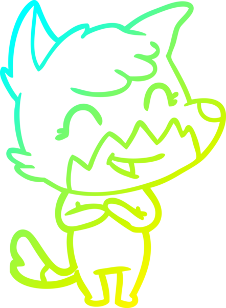 Bir insan tarafından çizilmiş mutlu bir tilkinin soğuk çizgi çizimi.