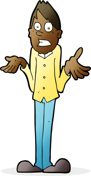 Çizgi filmci bir insan tarafından çizilmiş omuzlarını silkiyor.