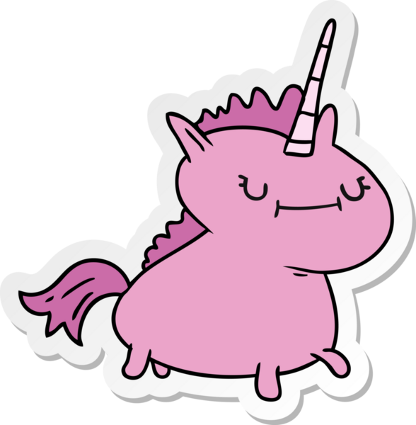 Bir insan tarafından çizilmiş sihirli tek boynuzlu atın el çizimi karikatürü.