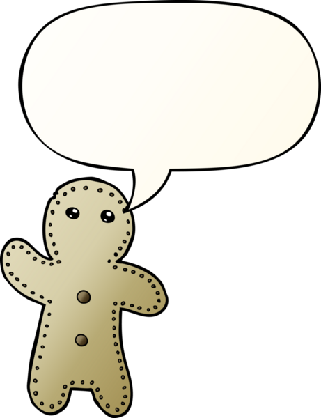 Karikatür zencefilli adam, konuşma baloncuğu ile bir insan tarafından çizilmiş düzgün bir gradyan tarzıyla.