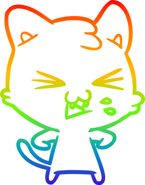 Gökkuşağı gradyan çizgi çizimi Bir insan tarafından çizilmiş bir çizgi kedi tıslama