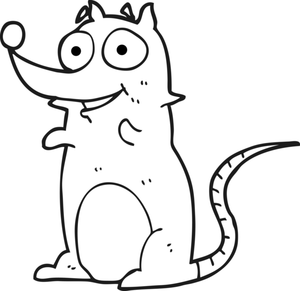 Bir insan tarafından çizilmiş siyah beyaz çizgi film faresi