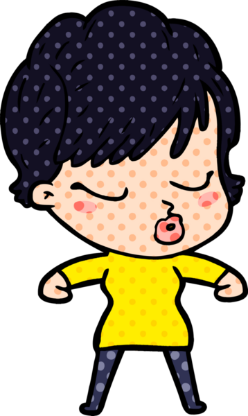 Bir insan tarafından çizilmiş gözleri kapalı çizgi film kadını.