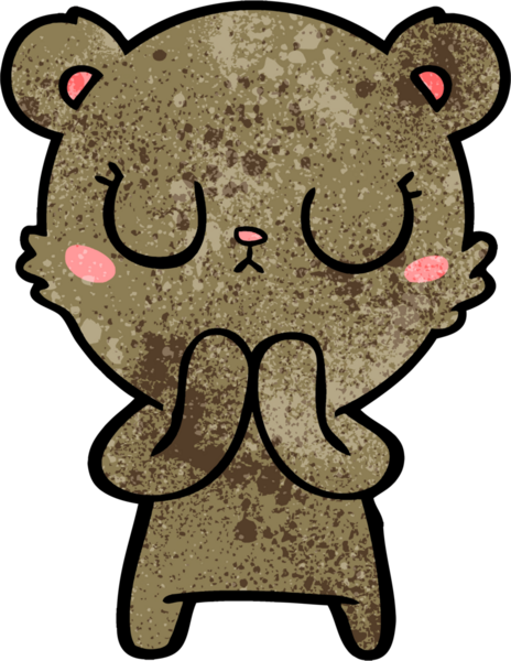 Bir insan tarafından çizilmiş barışçıl ayı yavrusu.