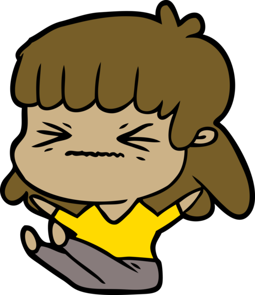 Bir insan tarafından çizilmiş kızgın bir kız.