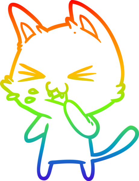 Gökkuşağı gradyan çizgi çizimi Bir insan tarafından çizilmiş bir çizgi kedi tıslama