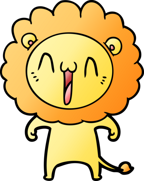 Bir insan tarafından çizilmiş mutlu çizgi film aslanı.