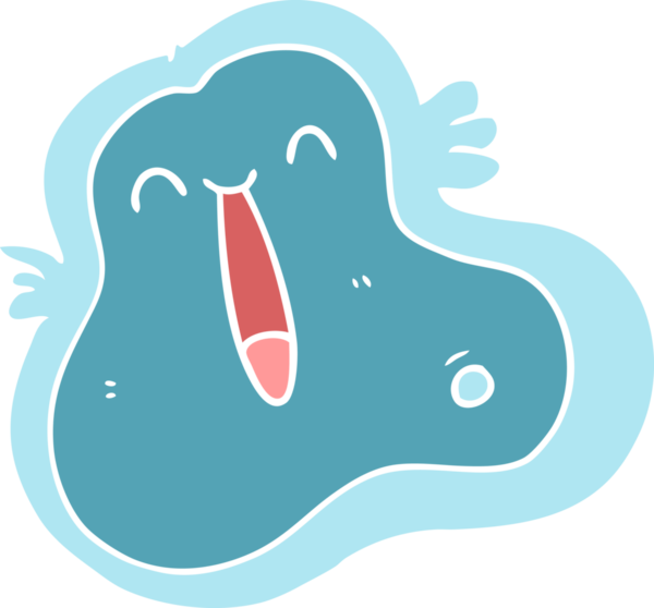 Bir insan tarafından çizilmiş düz renk çizgi film mikrobu