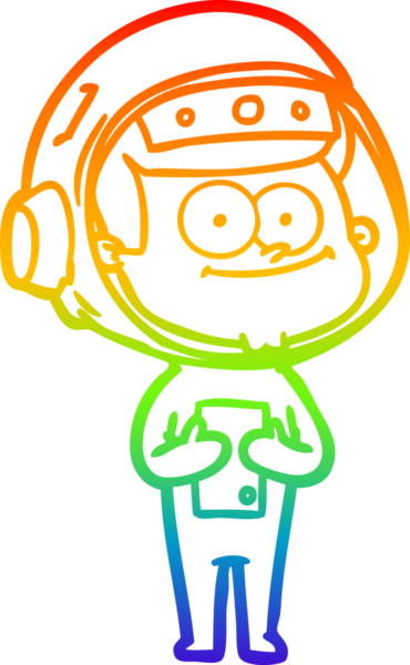gökkuşağı gradyan çizimi mutlu bir astronot çizgi filmi bir insan tarafından çizildi