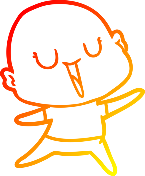 Bir insan tarafından çizilmiş mutlu, kel bir adamın sıcak çizgi çizimi.