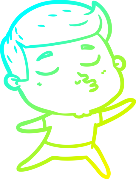 Çizgi film mankeni bir adamın insan tarafından çizilmiş soğuk gradyan çizimi.