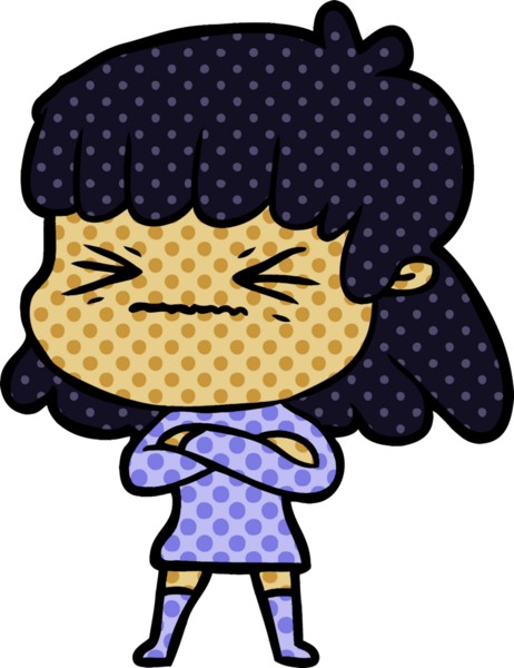 Çizgi film bir insan tarafından çizilmiş stresli bir kadın.