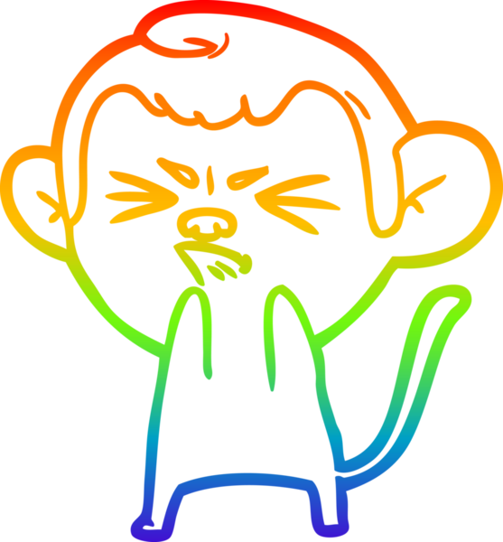 Gökkuşağı gradyan çizgi çizimi bir insan tarafından çizilmiş sinir bozucu bir maymun