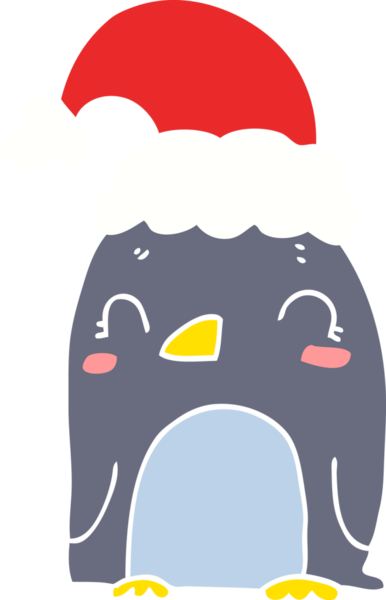 Bir insan tarafından çizilmiş şirin bir Noel pengueni.