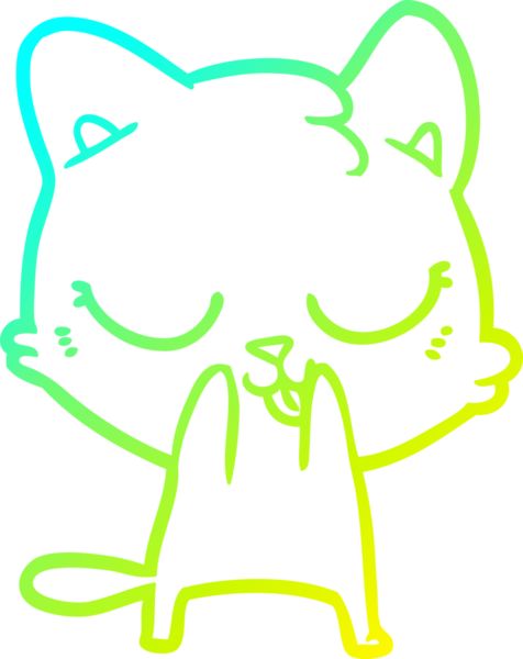 Bir insan tarafından çizilen çizgi film kedisinin soğuk gradyan çizgisi.