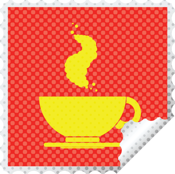 Bir insan tarafından çizilmiş sıcak kahve fincanı soyma etiketi.