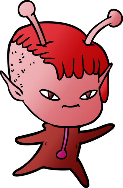 Bir insan tarafından çizilmiş sevimli uzaylı kız çizgi filmi.