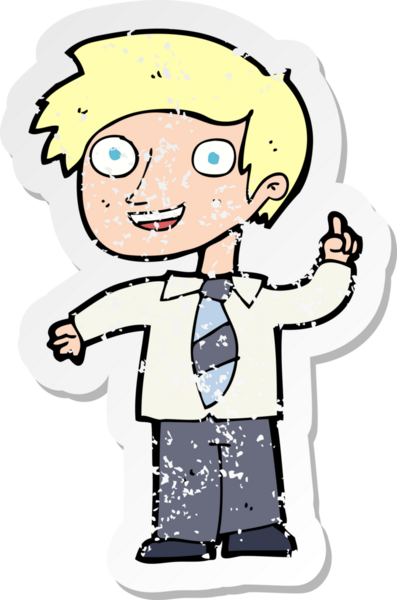 Bir insan tarafından çizilmiş bir fikri olan karikatür okullu bir çocuğun gerilimli çıkartması.