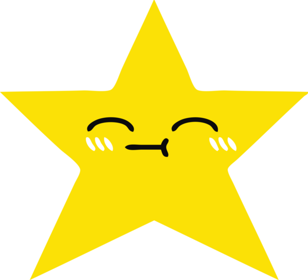 Bir insan tarafından çizilmiş altın yıldızın düz renkli retro karikatürü