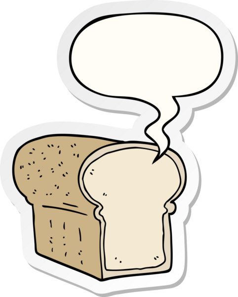 Bir insan tarafından çizilmiş konuşma kabarcığı etiketli bir somun ekmek.