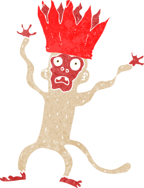 Bir insan tarafından çizilmiş korkmuş maymun çizgi filmi.