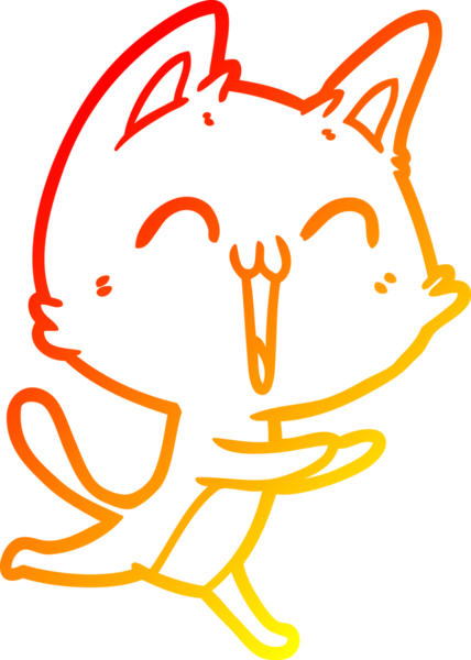 Bir insan tarafından miyavlanan mutlu bir çizgi film kedisinin sıcak çizgi çizimi