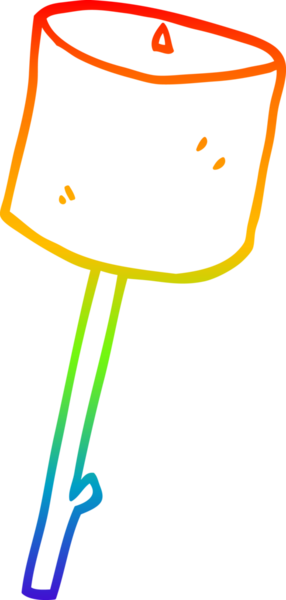 Gökkuşağı gradyan çizimi bir insan tarafından çizilmiş kızarmış marşmelov.